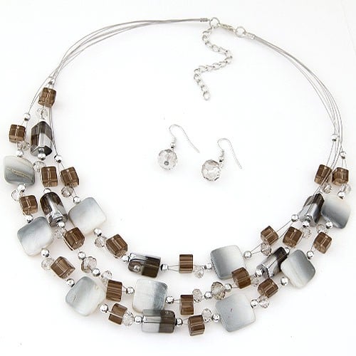 Bohemian Seashell And Crystal Mixed Fashion Multiple Layers Necklace