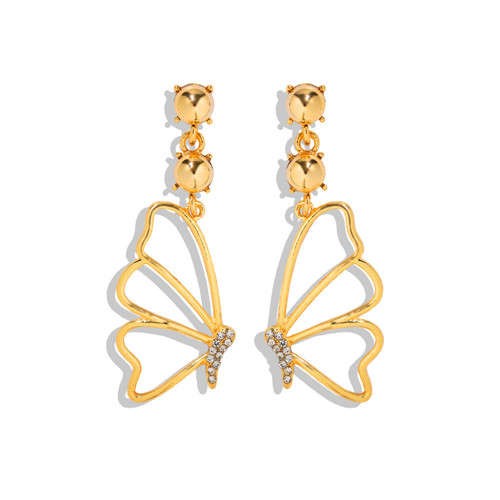 Rhinestone Embellished Golden Butterfly Profile Design Women Fashion ...