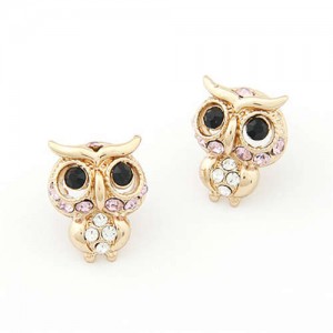 Rhinestone Cute Night Owl Korean Fashion Women Alloy Earrings