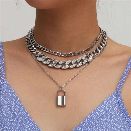 Lock Pendant Necklace Silver