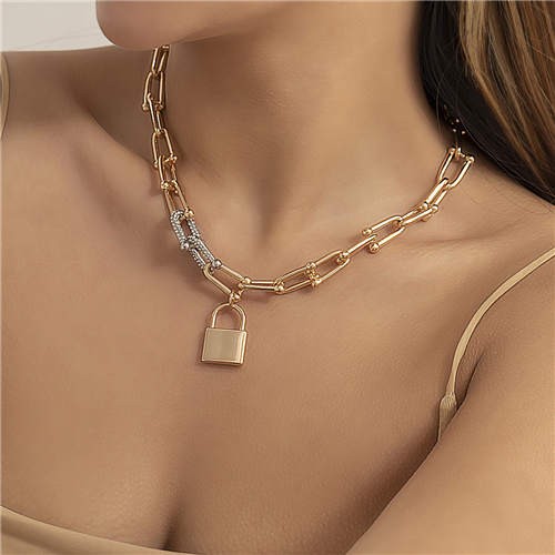 Lock Pendant Necklace Jewelry, Lock Necklace Women Gold