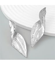 Vintage Simple Leaf Design Fashion Wholesale Women Alloy Earrings - Silver