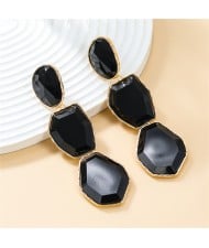 Bohemian Style Irregular Geometry Resin Fashion Wholesale Women Dangle Earrings - Black