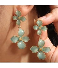 Korean Fashion Oil-spot Glaze Delicate Clover Wholesale Dangle Earrings - Green