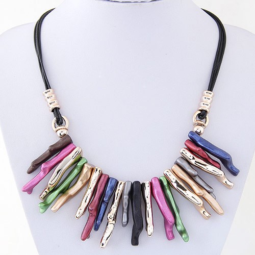 Resin Artistic Design Pendants Fashion Costume Rope Necklace Multicolor